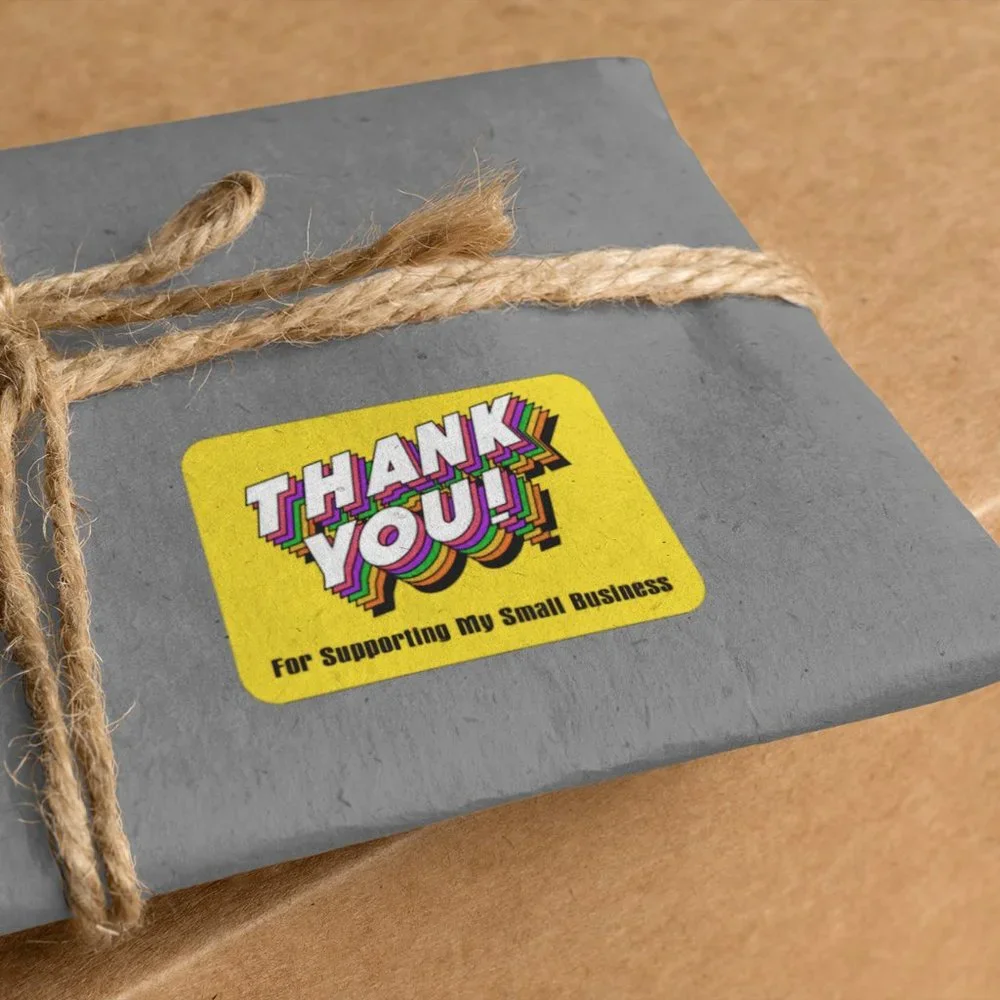 Thank You for Supporting My Small Business Yellow Themed Stickers 2.5
